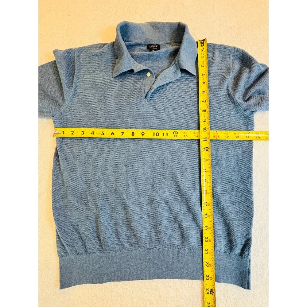 J.Crew Mens Medium Blue 100% Cotton Crewneck Sweater Heather Knit Long Sleeve